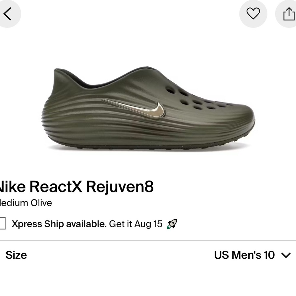 Nike ReactX Rejuven8 Medium Olive Sneakers